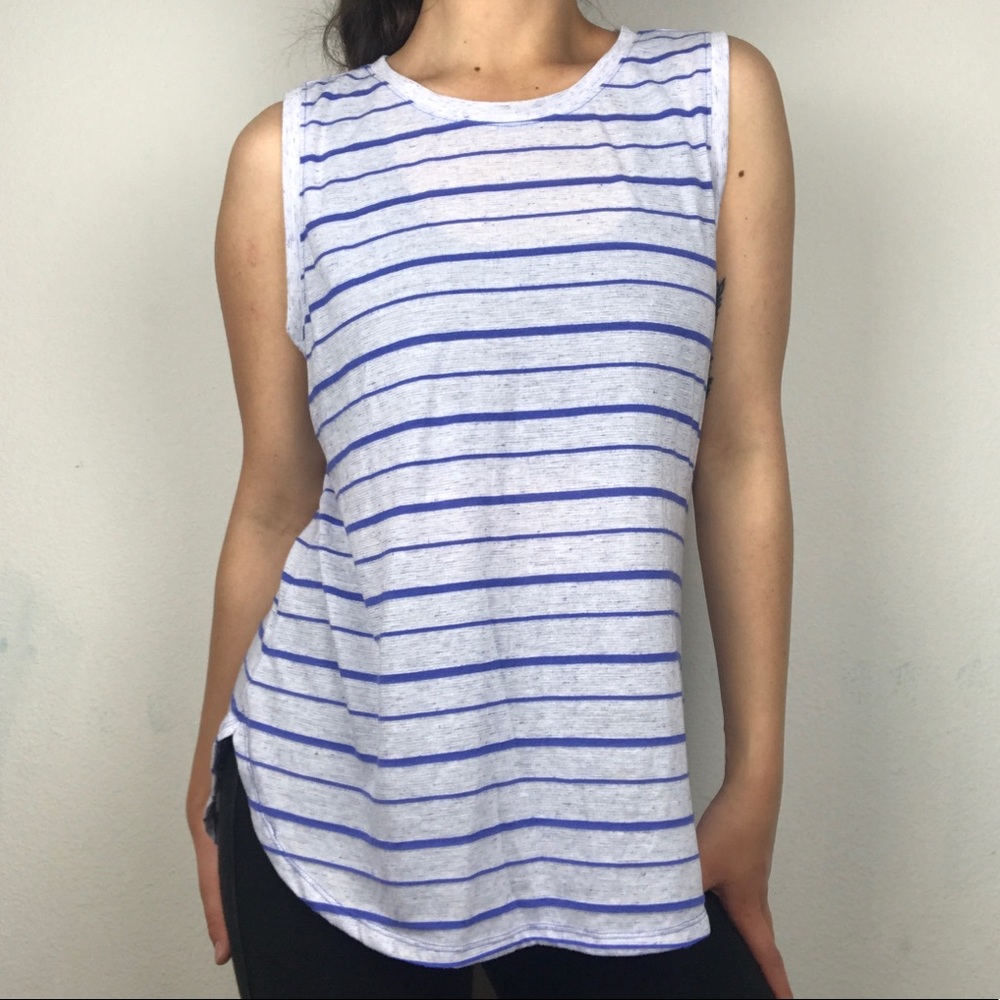 Athleta Asana Tank White and Blue